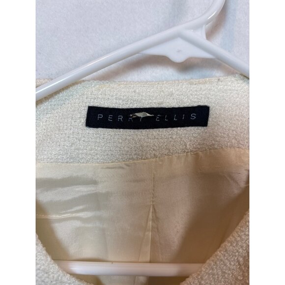 Perry Ellis Womens Textured Cream Blazer Jacket Size 8 - Picture 5 of 13